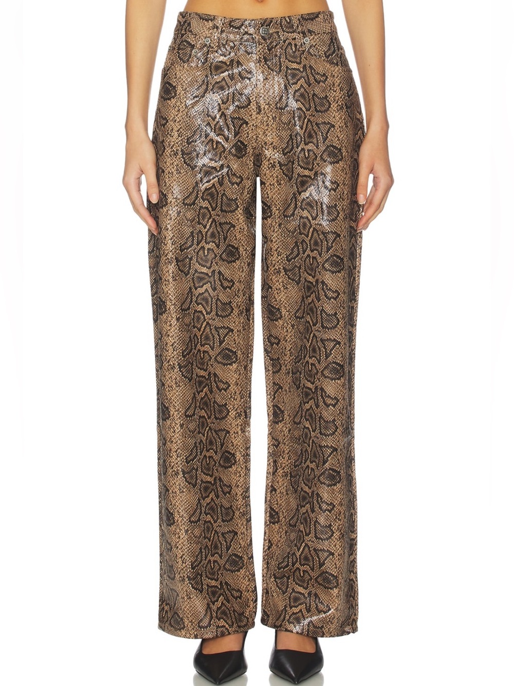 Ksubi Brown Snake-Print Wide Leg Pants